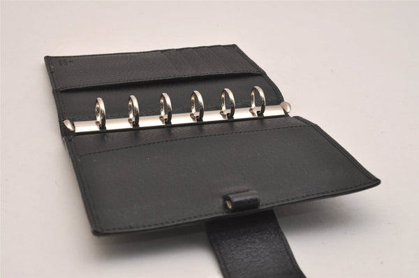 Authentic GUCCI Agenda Notebook Cover Purse GG Canvas Leather 115240 Black 6677J