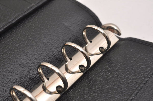 Authentic GUCCI Agenda Notebook Cover Purse GG Canvas Leather 115240 Black 6677J