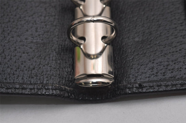 Authentic GUCCI Agenda Notebook Cover Purse GG Canvas Leather 115240 Black 6677J