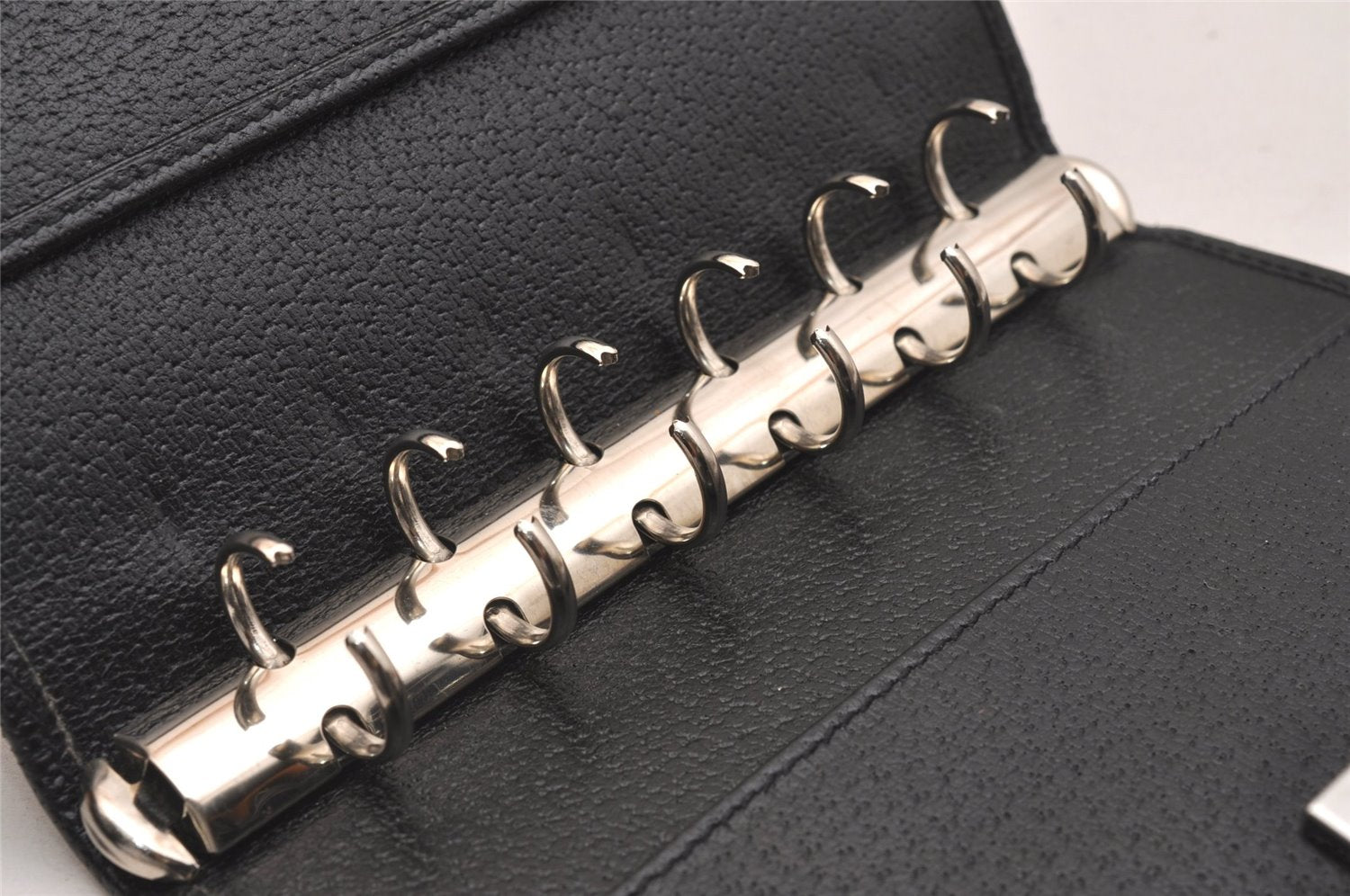 Authentic GUCCI Agenda Notebook Cover Purse GG Canvas Leather 115240 Black 6677J