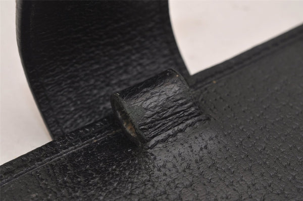 Authentic GUCCI Agenda Notebook Cover Purse GG Canvas Leather 115240 Black 6677J