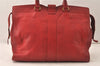 Authentic YVES SAINT LAURENT Cabas Shyc Tote Hand Bag Leather 275091 Red 6678K