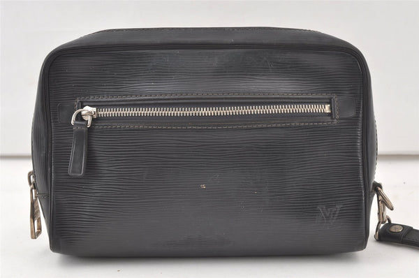 Authentic Louis Vuitton Epi Neo Hoche Blue Nuit Clutch Bag Black M54047 LV 6680K