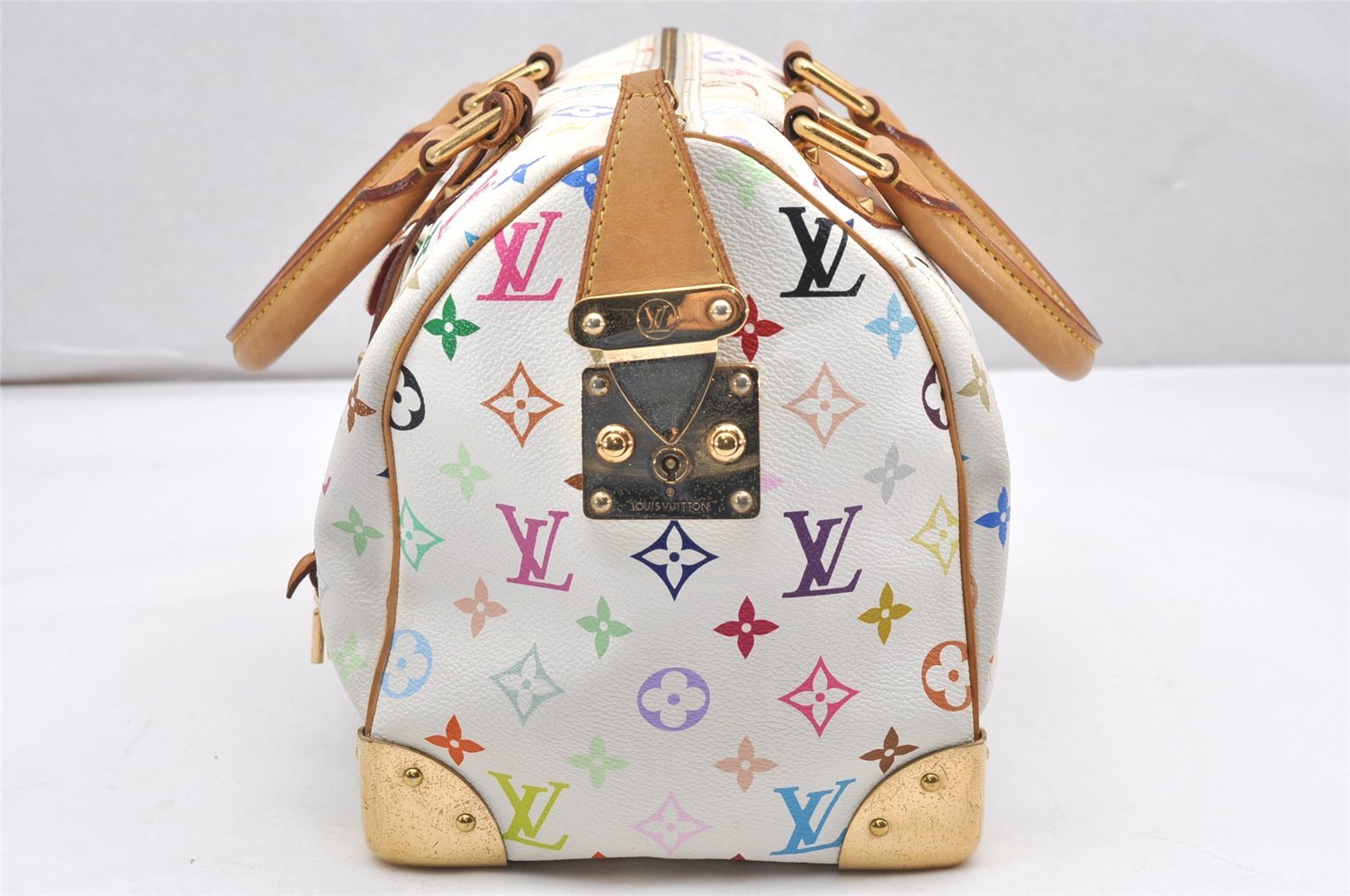 Auth Louis Vuitton Monogram Multicolor Speedy 30 Hand Bag White M92643 LV 6681K