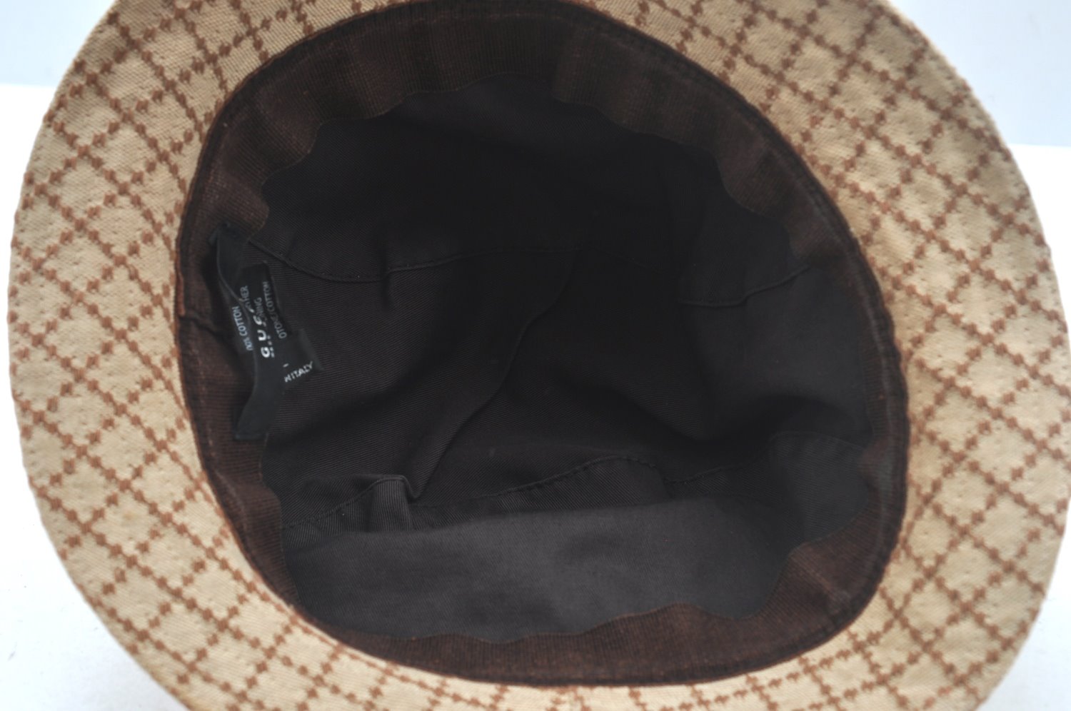 Authentic GUCCI Vintage Diamante Hat Cap Canvas Leather Size XL Brown 6682J