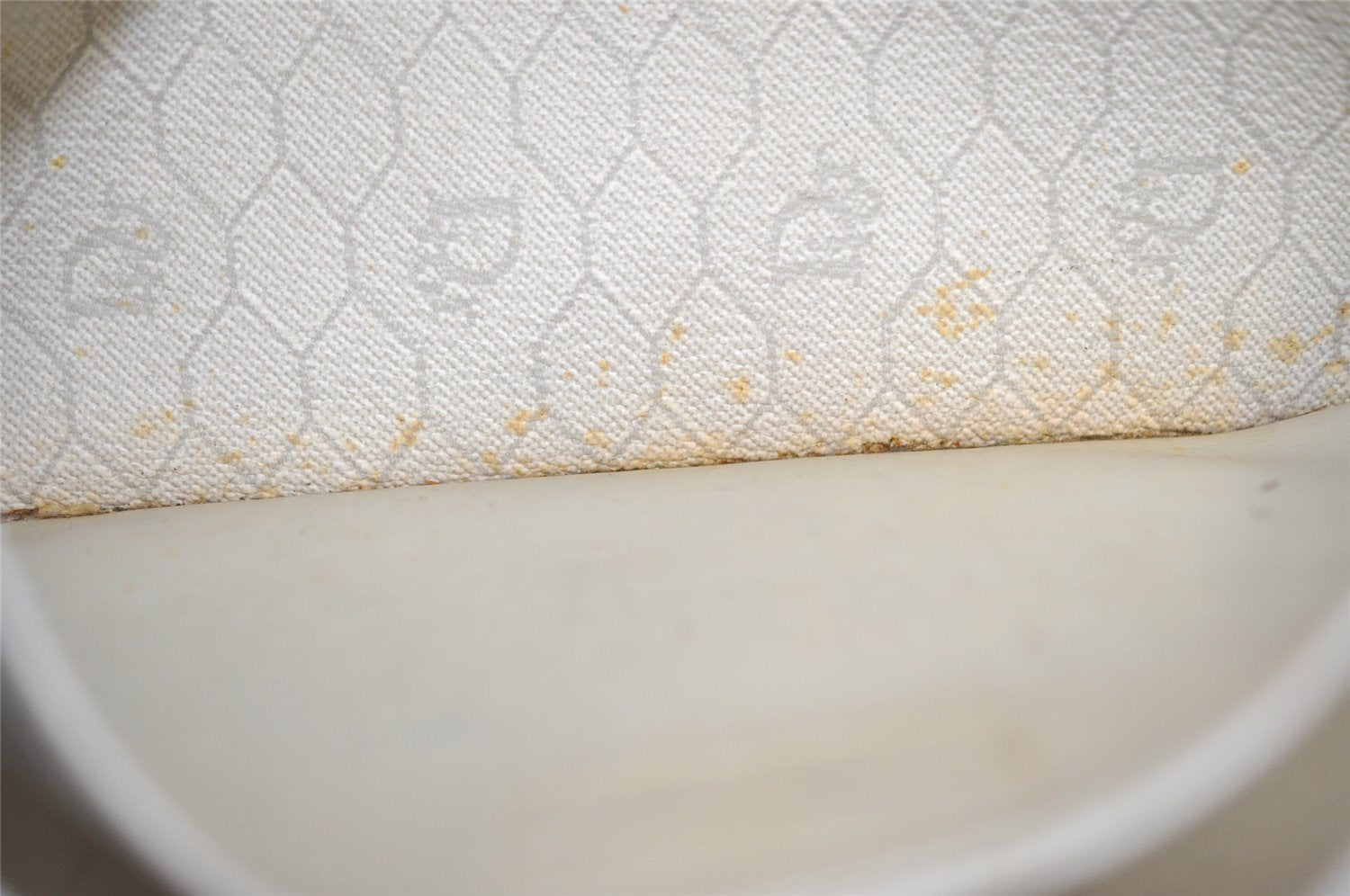 Authentic Christian Dior Honeycomb Shoulder Cross Bag PVC Leather White 6684I