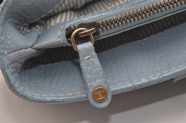 Authentic CELINE Boogie Bag Vintage Hand Bag Purse Leather Light Blue 6685I