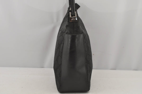 Authentic GUCCI Shoulder Hand Bag Purse GG Nylon Leather 0013766 Black  6685J