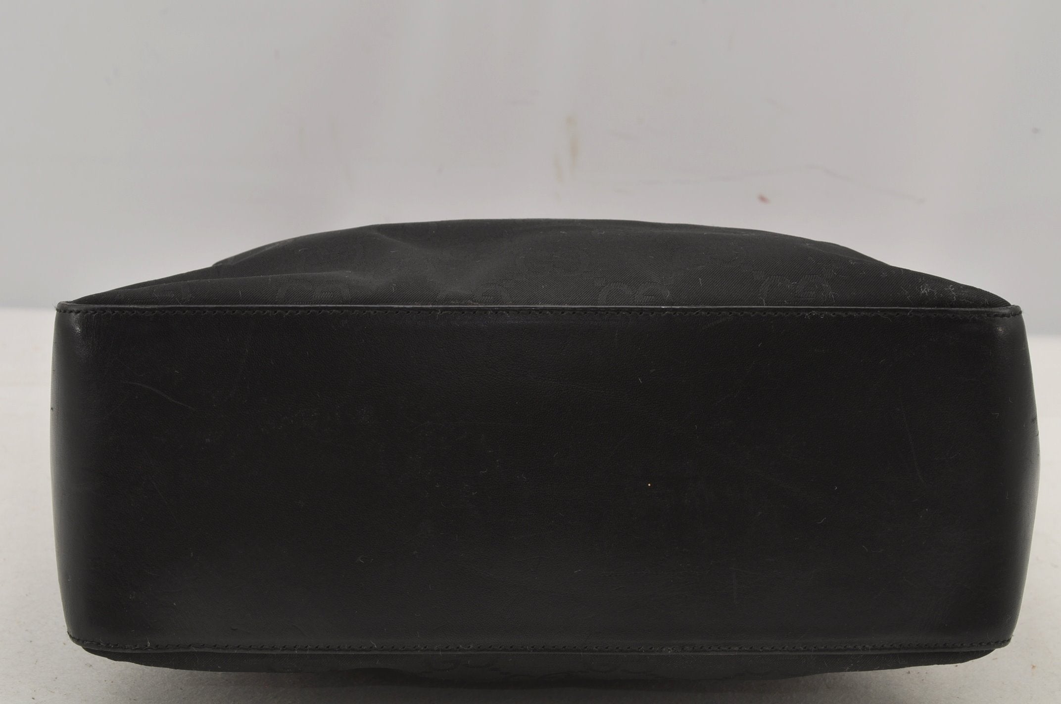 Authentic GUCCI Shoulder Hand Bag Purse GG Nylon Leather 0013766 Black  6685J