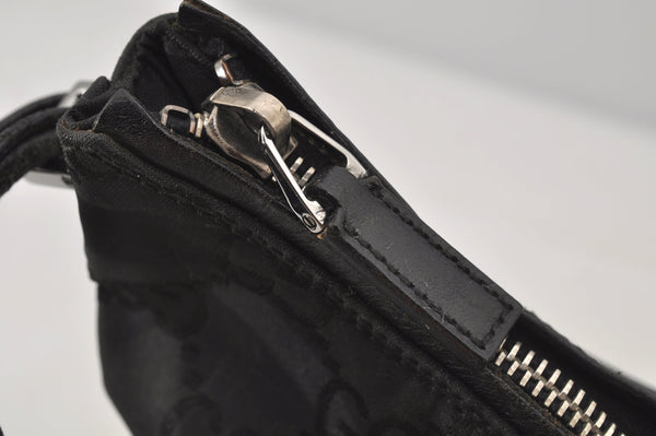 Authentic GUCCI Shoulder Hand Bag Purse GG Nylon Leather 0013766 Black  6685J