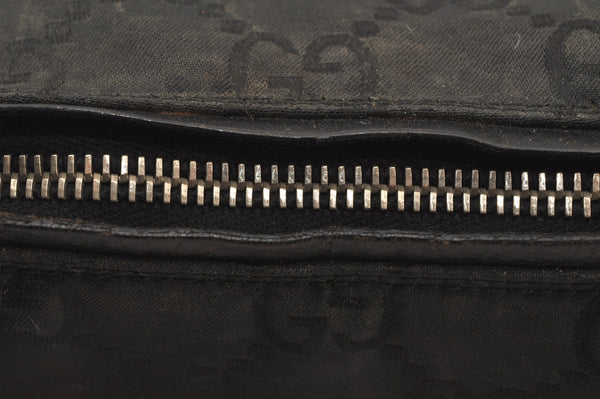 Authentic GUCCI Shoulder Hand Bag Purse GG Nylon Leather 0013766 Black  6685J