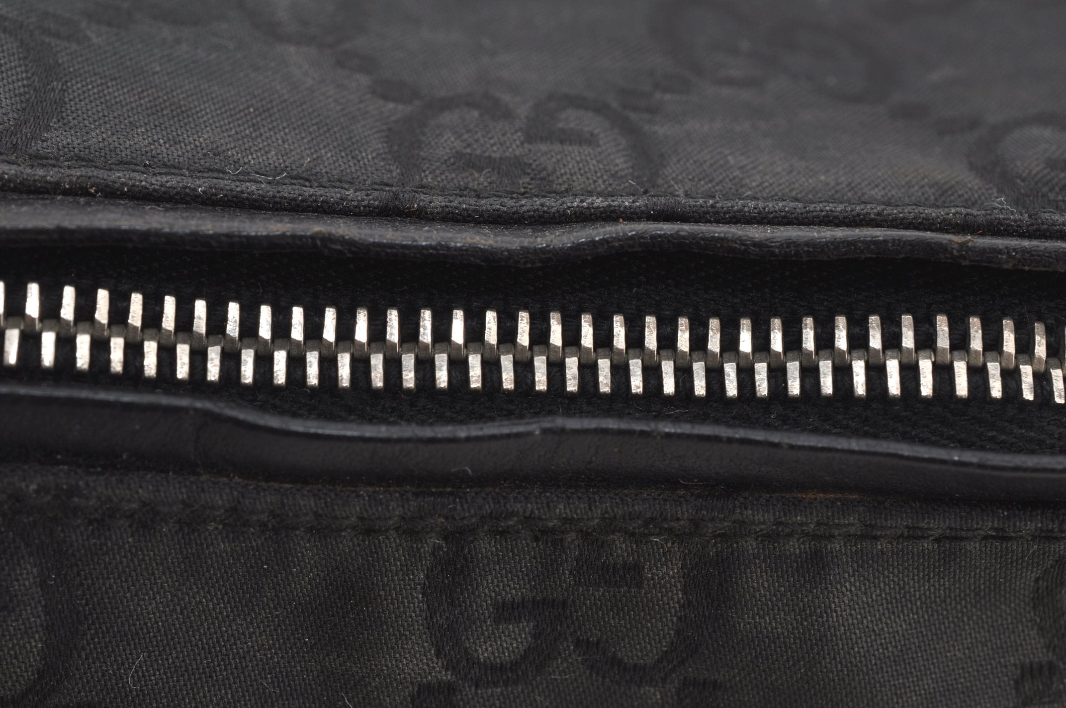 Authentic GUCCI Shoulder Hand Bag Purse GG Nylon Leather 0013766 Black  6685J