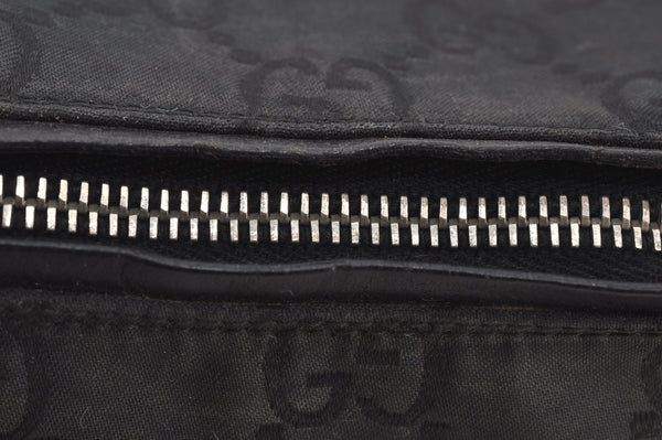 Authentic GUCCI Shoulder Hand Bag Purse GG Nylon Leather 0013766 Black  6685J