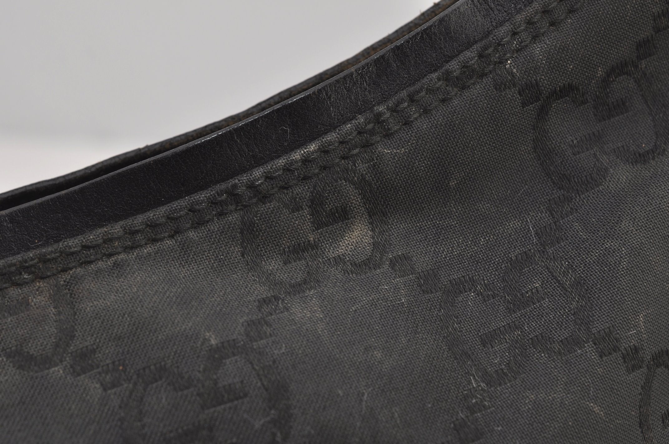 Authentic GUCCI Shoulder Hand Bag Purse GG Nylon Leather 0013766 Black  6685J