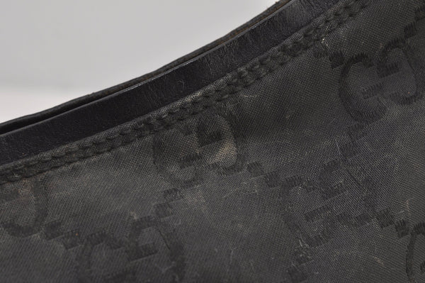 Authentic GUCCI Shoulder Hand Bag Purse GG Nylon Leather 0013766 Black  6685J