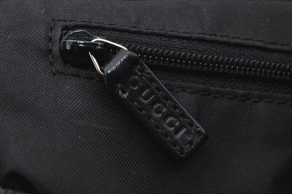 Authentic GUCCI Shoulder Hand Bag Purse GG Nylon Leather 0013766 Black  6685J
