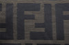 Authentic FENDI Zucca Clutch Hand Bag Purse Nylon Leather Brown Black 6686I