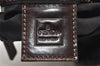 Authentic FENDI Zucca Clutch Hand Bag Purse Nylon Leather Brown Black 6686I