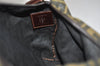 Authentic FENDI Zucca Clutch Hand Bag Purse Nylon Leather Brown Black 6686I