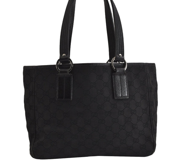 Authentic GUCCI Vintage Shoulder Tote Bag GG Canvas Leather 113019 Black 6686J