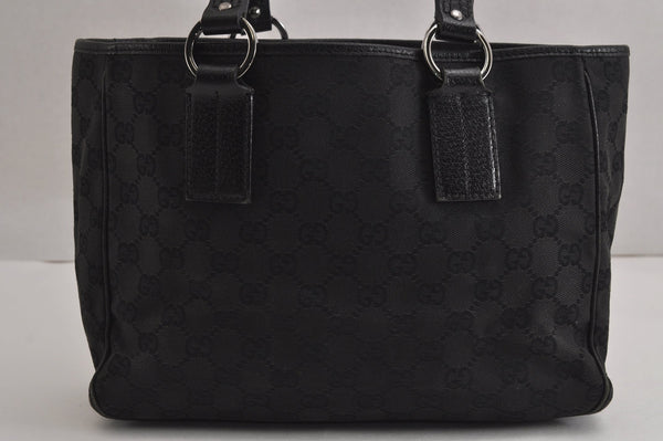 Authentic GUCCI Vintage Shoulder Tote Bag GG Canvas Leather 113019 Black 6686J