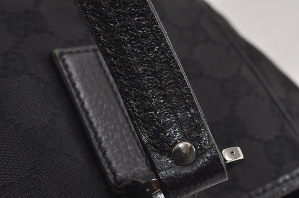 Authentic GUCCI Vintage Shoulder Tote Bag GG Canvas Leather 113019 Black 6686J