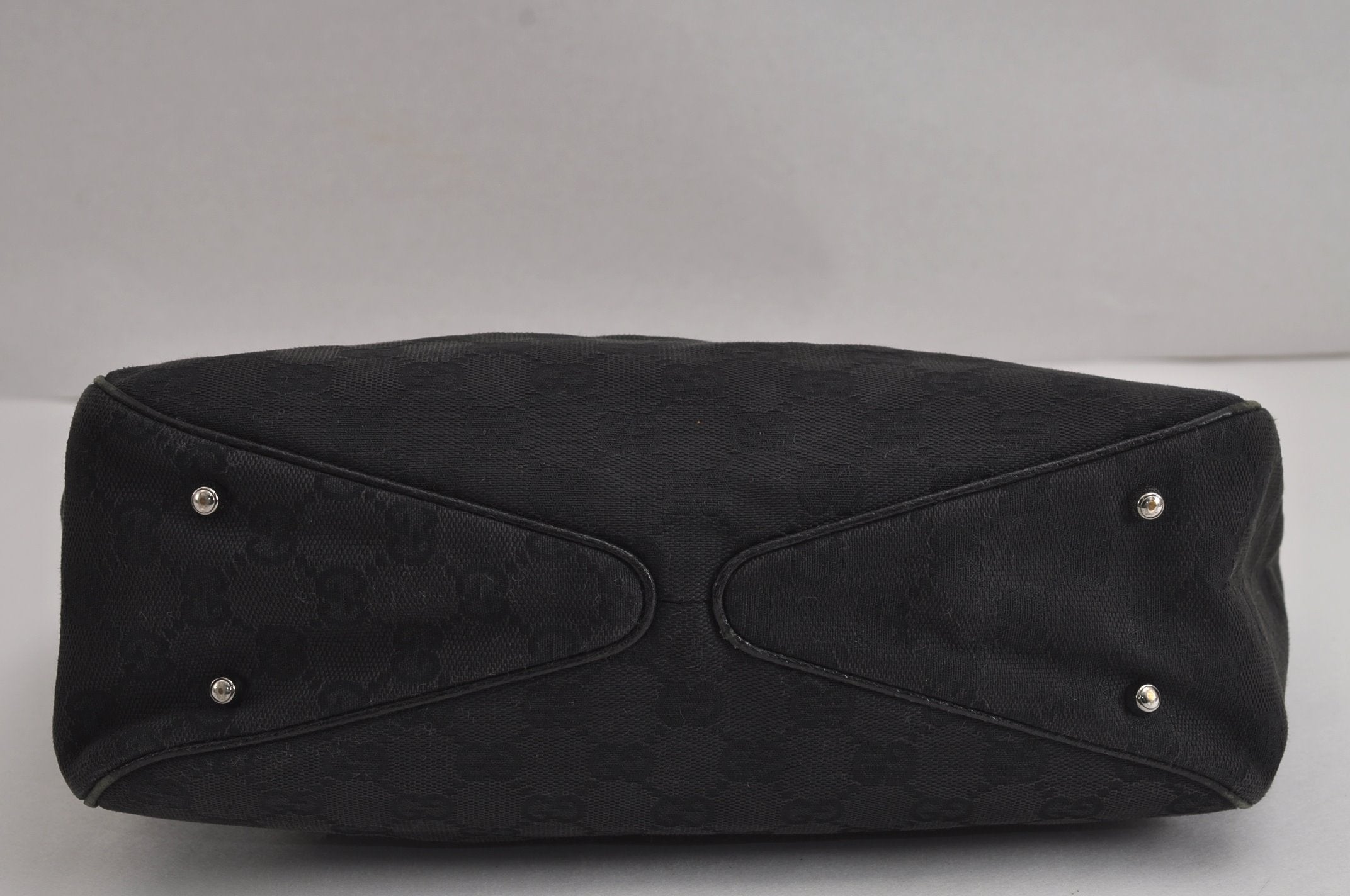 Authentic GUCCI Vintage Shoulder Tote Bag GG Canvas Leather 113019 Black 6686J