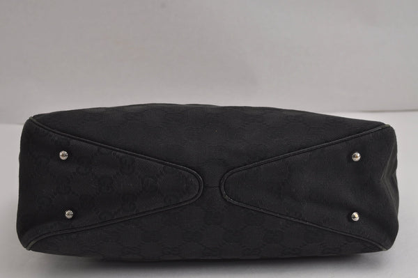 Authentic GUCCI Vintage Shoulder Tote Bag GG Canvas Leather 113019 Black 6686J