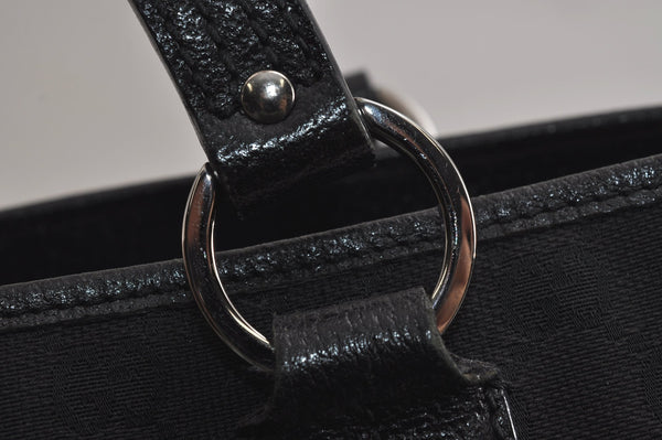 Authentic GUCCI Vintage Shoulder Tote Bag GG Canvas Leather 113019 Black 6686J