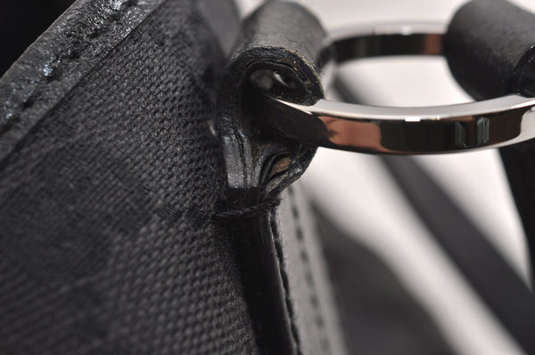 Authentic GUCCI Vintage Shoulder Tote Bag GG Canvas Leather 113019 Black 6686J