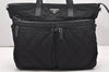 Authentic PRADA Nylon Tessuto Saffiano Leather 2Way Tote Bag Black 6686K