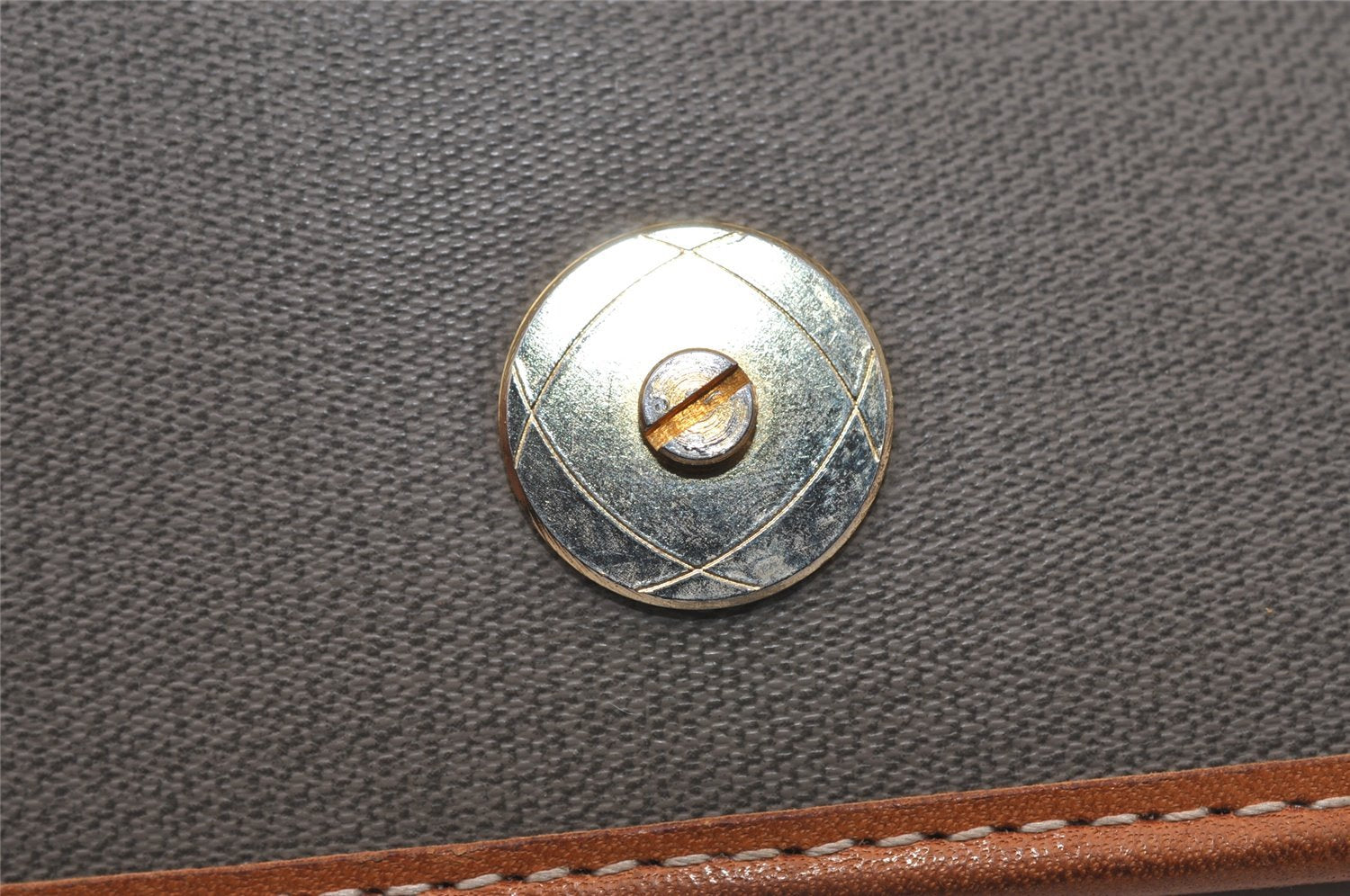 Authentic Christian Dior Shoulder Cross Body Bag Purse PVC Leather Gray 6687I