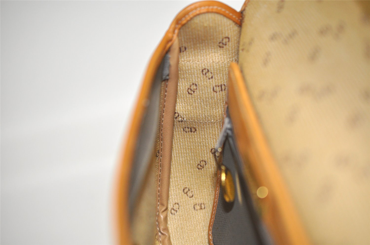 Authentic Christian Dior Shoulder Cross Body Bag Purse PVC Leather Gray 6687I