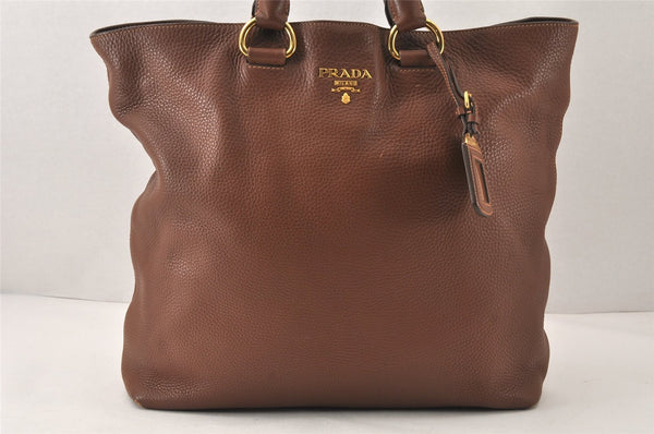 Authentic PRADA Vintage Leather 2Way Shoulder Tote Bag Brown 6687K