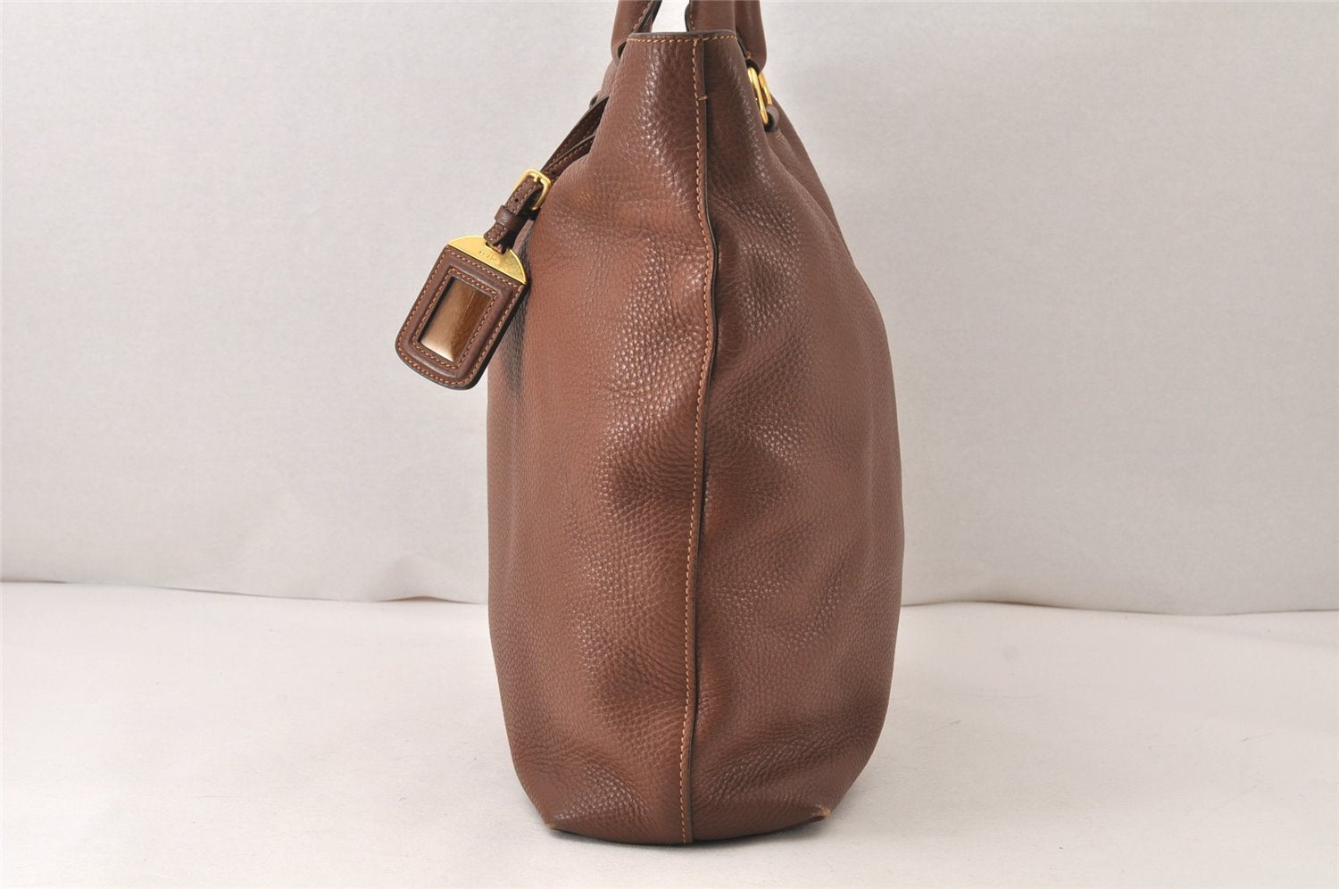 Authentic PRADA Vintage Leather 2Way Shoulder Tote Bag Brown 6687K