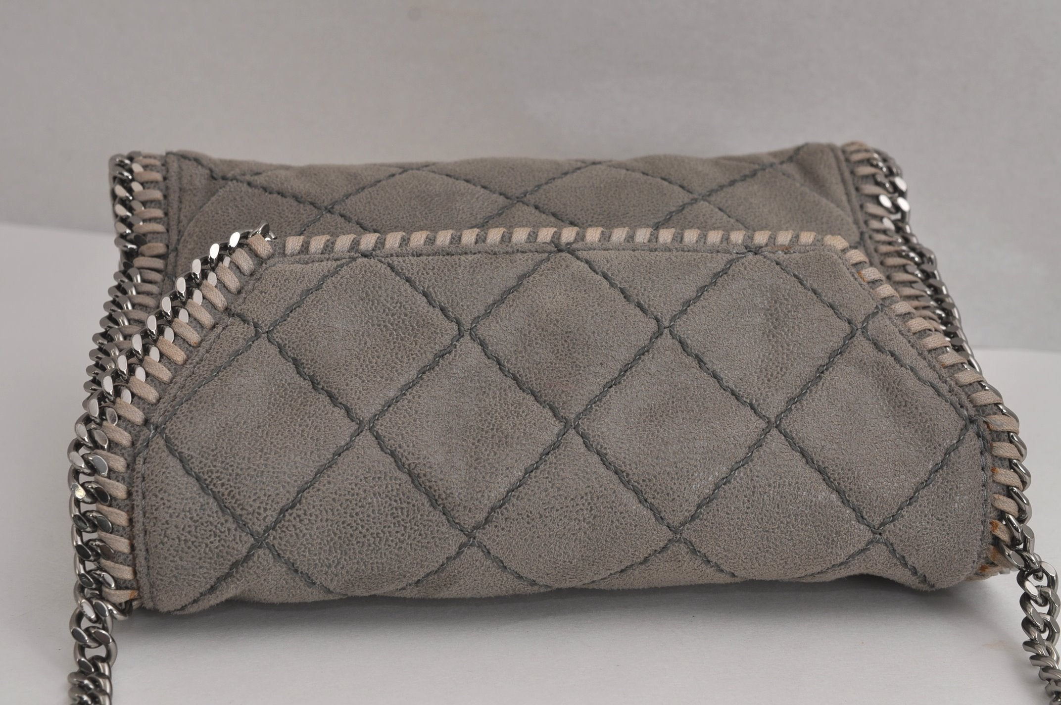 Authentic Stella McCartney Falabella Mini Shoulder Cross Bag Leather Gray 6689J