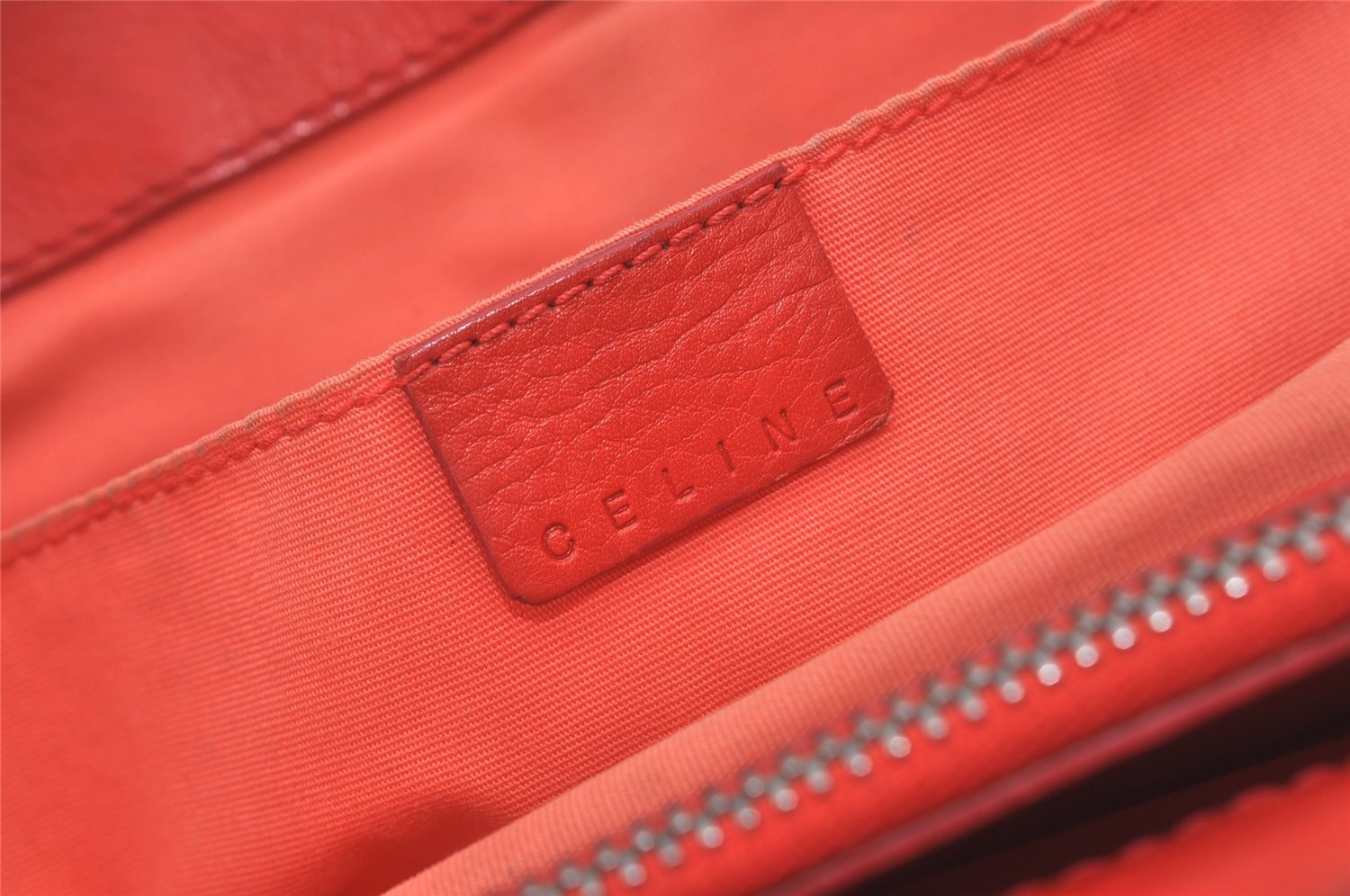 Authentic CELINE Boogie Bag Vintage Hand Bag Purse Leather Red 6690I