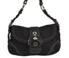 Authentic COACH Signature Shoulder Bag Purse Canvas Leather 6171 Black 6690J
