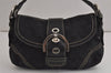 Authentic COACH Signature Shoulder Bag Purse Canvas Leather 6171 Black 6690J