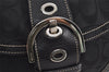 Authentic COACH Signature Shoulder Bag Purse Canvas Leather 6171 Black 6690J
