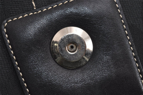 Authentic COACH Signature Shoulder Bag Purse Canvas Leather 6171 Black 6690J