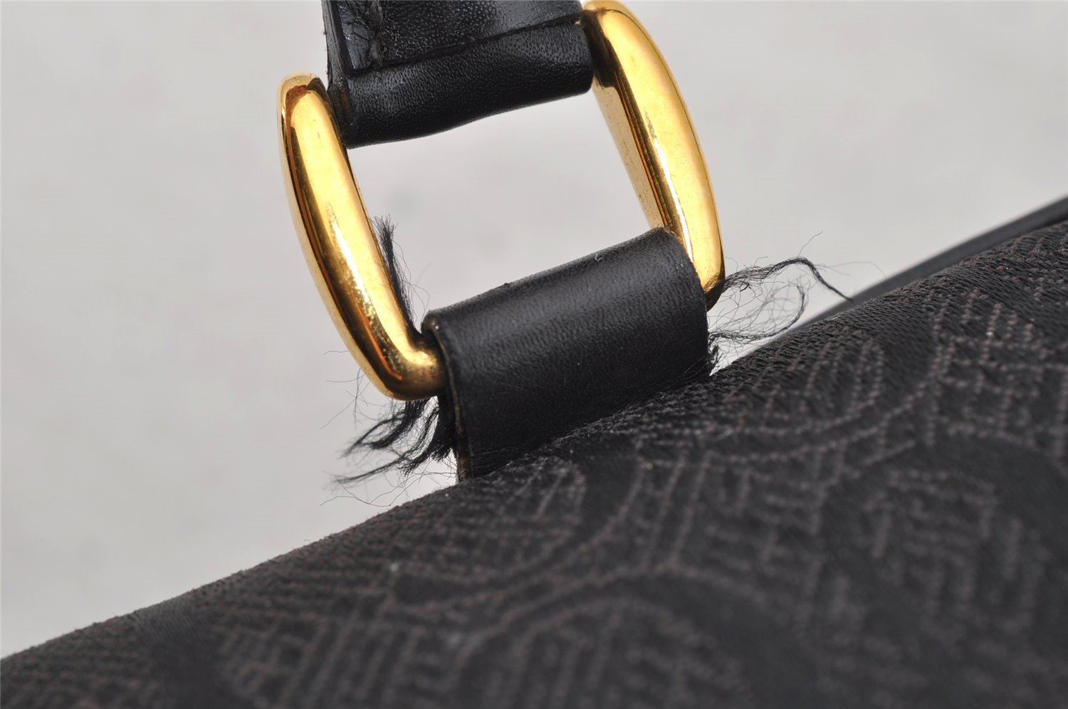 Authentic GUCCI Vintage Hand Boston Bag Purse Canvas Leather Black Junk 6692I