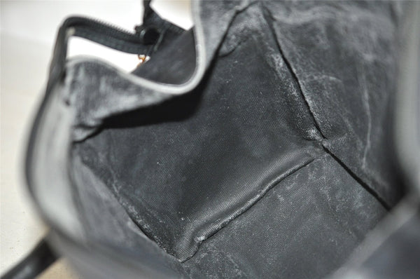 Authentic GUCCI Vintage Hand Boston Bag Purse Canvas Leather Black Junk 6692I