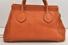 Authentic GUCCI Vintage Tassel Bamboo Tote Hand Bag Leather 354469 Orange 6692J