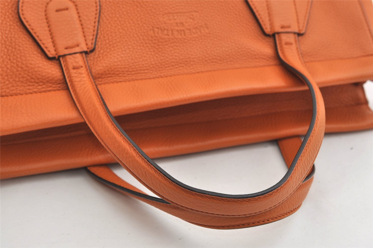 Authentic GUCCI Vintage Tassel Bamboo Tote Hand Bag Leather 354469 Orange 6692J