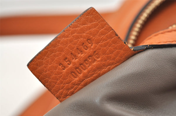 Authentic GUCCI Vintage Tassel Bamboo Tote Hand Bag Leather 354469 Orange 6692J