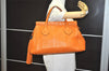 Authentic GUCCI Vintage Tassel Bamboo Tote Hand Bag Leather 354469 Orange 6692J
