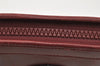 Authentic CELINE Vintage Clutch Hand Bag Purse Leather Bordeaux Red 6693I