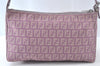 Authentic FENDI Zucchino Shoulder Hand Bag Purse Canvas Leather Purple 6693J