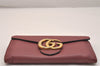 Authentic GUCCI GG Marmont Double G Long Wallet Purse Leather 400586 Pink 6695J